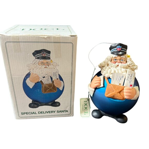 Dept. 56 Special Delivery Santa Noel 5” Figurine Blue Round Christmas Ornament - Picture 5 of 11